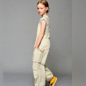 NWT Zara Contrast Topstitched Parachute Overalls Girls Size 10